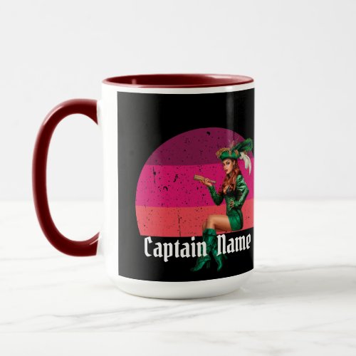 Sunset Pink Green Lady Pirate Mug