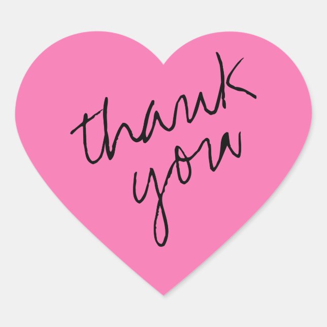 Sunset Pink Heart Thank You Sticker (Front)