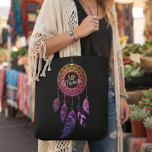 Sunset Pink & Purple Boho Dreamcatcher Custom Name
