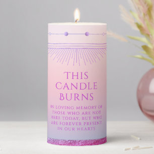 Sunset Pink Purple Celestial Wedding Memorial Pillar Candle