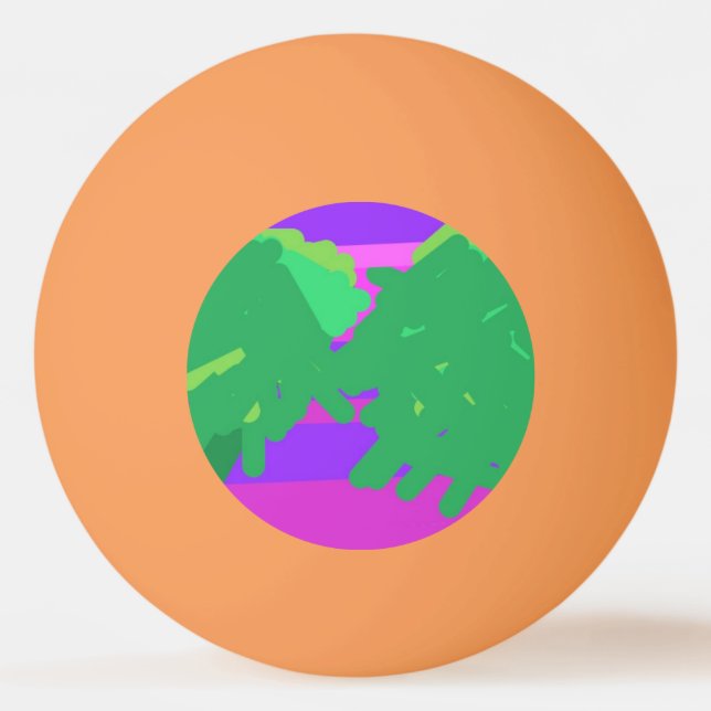 Sunset Pink Purple Green Tree Ping Pong Ball (Front)