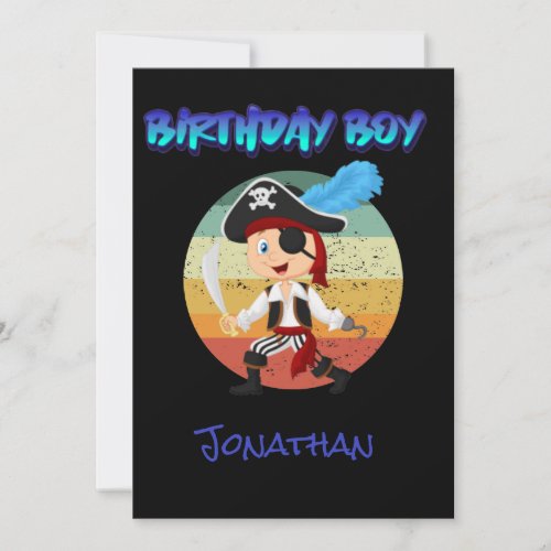 Sunset Pirate Boy Birthday Invite Flat Note Card