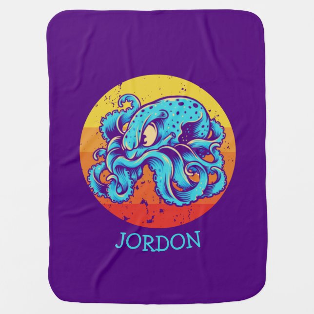 Sunset Pirate Party Baby Octopus Blanket (Front)