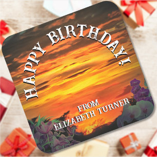 Sunset Plaza Marina 2584 Birthday Square Sticker