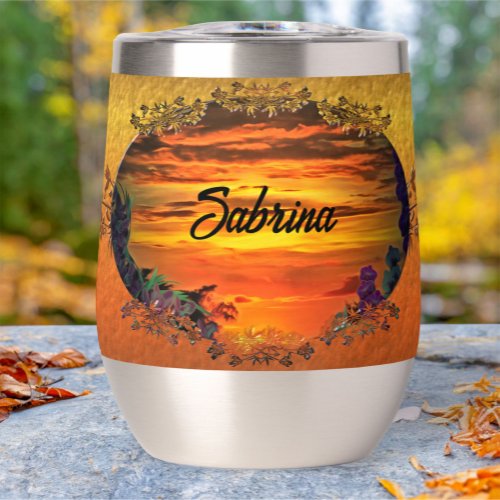 Sunset Plaza Marina 2584 Thermal Wine Tumbler