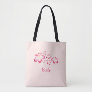 Sunset Plumeria Pink Watercolor Bridal Tote Bag
