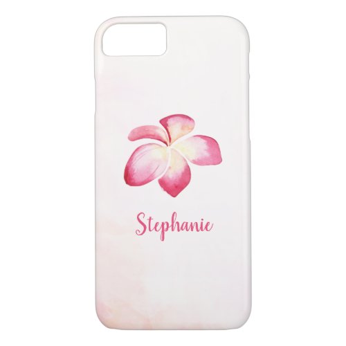 Sunset Plumeria Pink Watercolor iPhone 87 Case