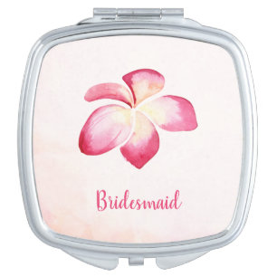 Sunset Plumeria Pink Watercolor Vanity Mirror