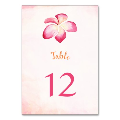 Sunset Plumeria Watercolor Table Number Cards
