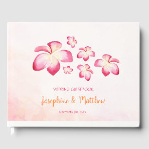 Sunset Plumeria Watercolor Wedding Guest Book