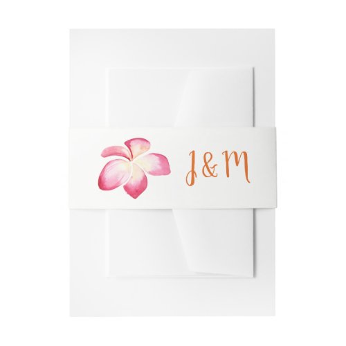 Sunset Plumeria Watercolor Wedding Invitation Belly Band