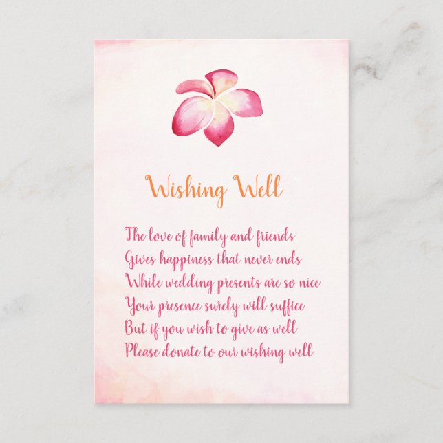 Sunset Plumeria Wedding Wishing Well Cards (Front)