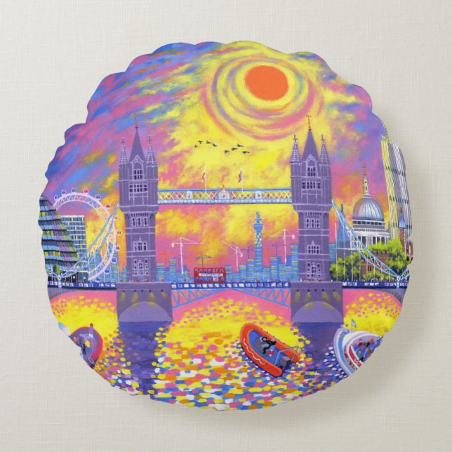 Sunset:Pool Of London 2013 Round Pillow (Front)