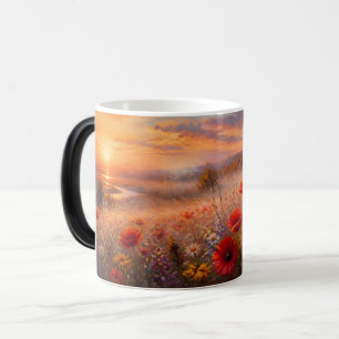 Sunset Poppy Field Impressionist Painting Color Morph Mug