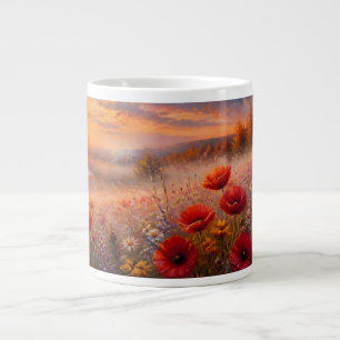 Sunset Poppy Field Impressionist Painting Giant Coffee Mug