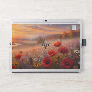 Sunset Poppy Field Impressionist Painting HP Laptop Skin