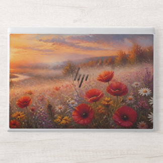 Sunset Poppy Field Impressionist Painting HP Laptop Skin