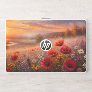 Sunset Poppy Field Impressionist Painting HP Laptop Skin