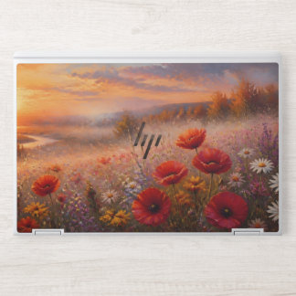 Sunset Poppy Field Impressionist Painting HP Laptop Skin