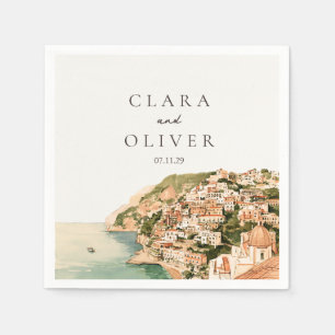 Sunset Positano Village Sea View Italy Wedding Napkins