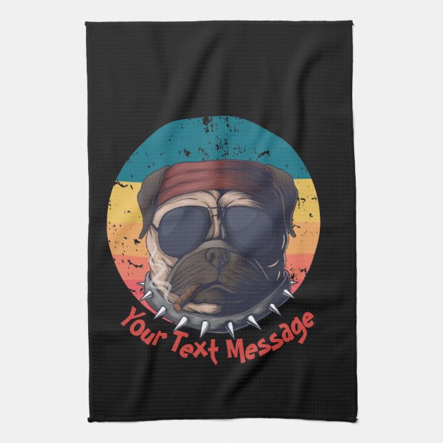 Sunset Pug   Kitchen Towel (Vertical)