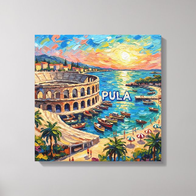 Sunset Pula Arena Seaside Escape Canvas Art (Front)