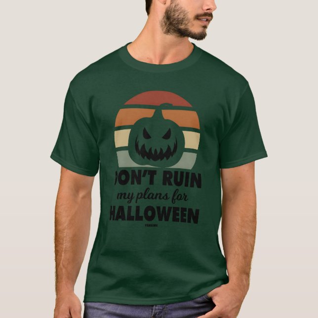Sunset pumpkin Halloween girl T-Shirt (Front)