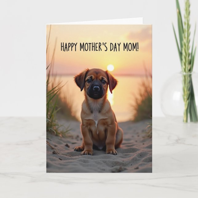Sunset Puppy Mothers Day Card (Front)