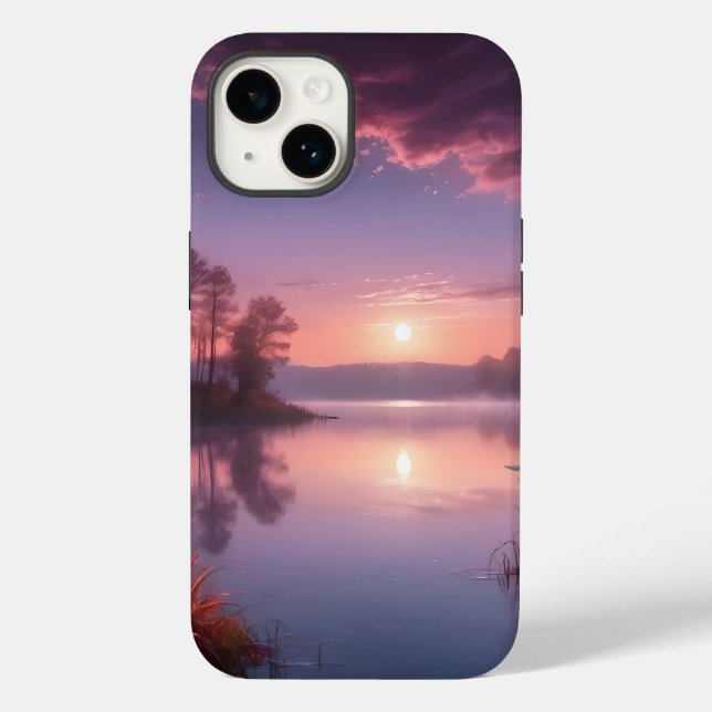 Sunset Purple Lake Landscape Three Case-Mate iPhone Case (Back)
