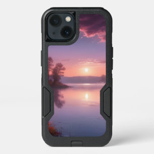 Sunset Purple Lake Landscape Three iPhone 13 Case