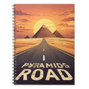 Sunset Pyramids Road Egypt Travel Art Notebook