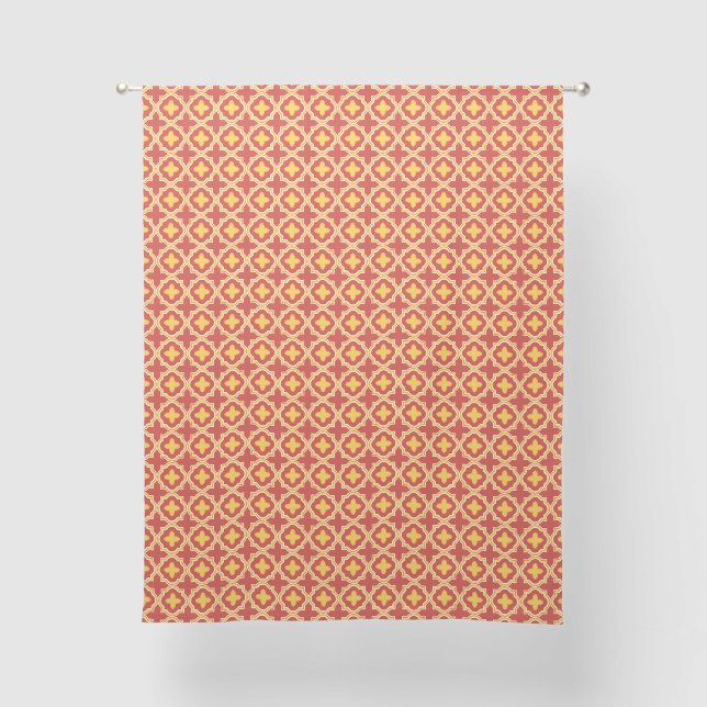 Sunset Quatrefoil - Moroccan Lattice Tile Pattern Sheer Curtains (Front)