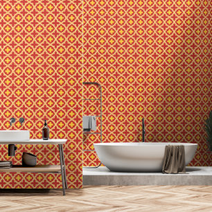 Sunset Quatrefoil - Moroccan Lattice Tile Pattern Wallpaper