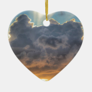 Sunset Rays of Light through Stormy Clouds Ceramic Ornament