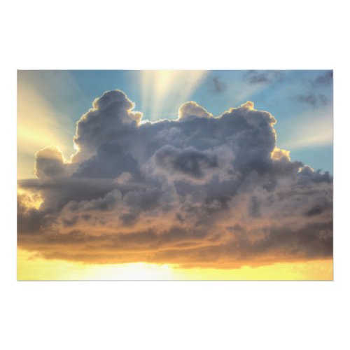 Sunset Rays of Light through Stormy Clouds Photo Print