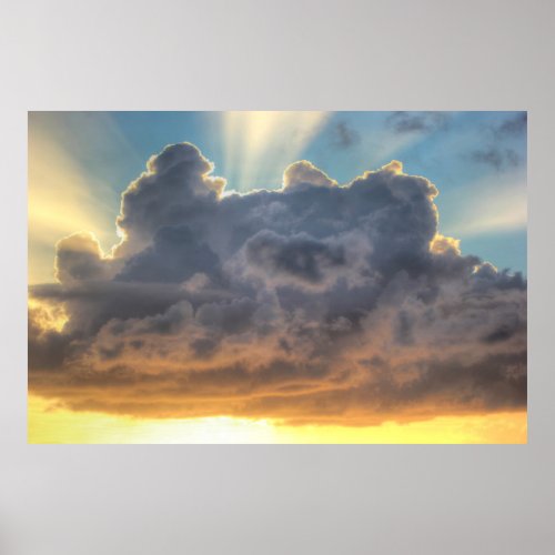 Sunset Rays of Light through Stormy Clouds Poster