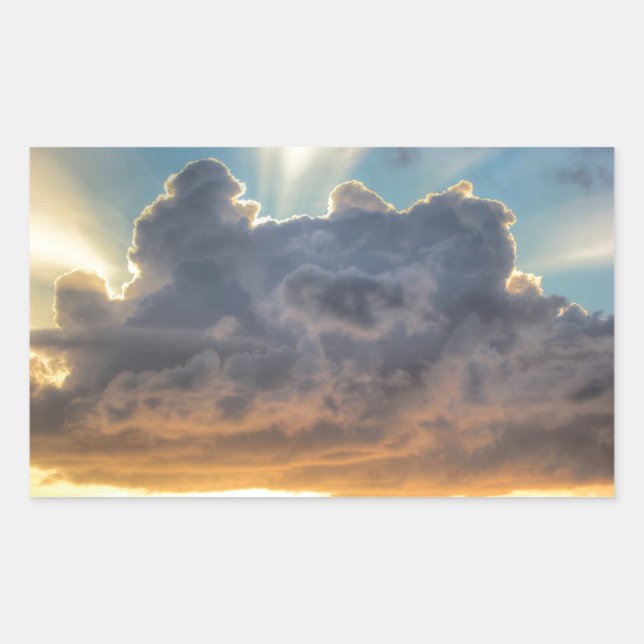 Sunset Rays of Light through Stormy Clouds Rectangular Sticker (Front)