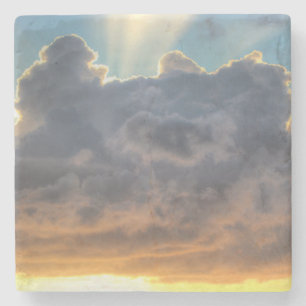 Sunset Rays of Light through Stormy Clouds Stone Coaster