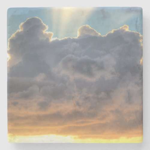 Sunset Rays of Light through Stormy Clouds Stone Coaster