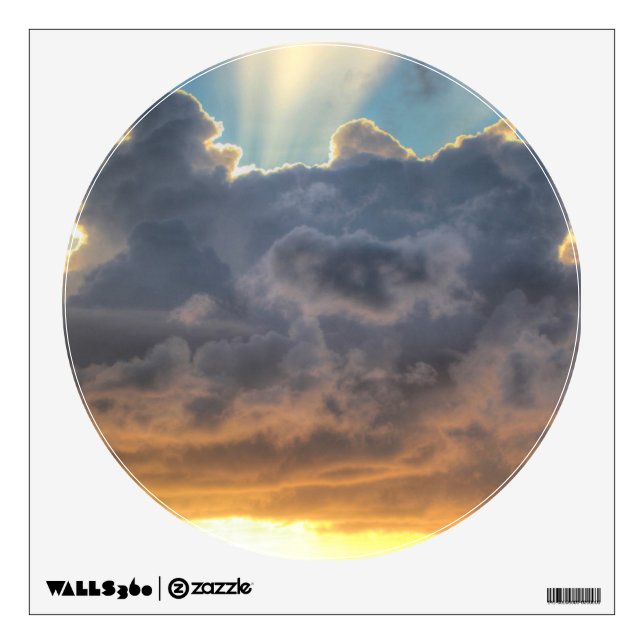 Sunset Rays of Light through Stormy Clouds Wall Decal (Front)