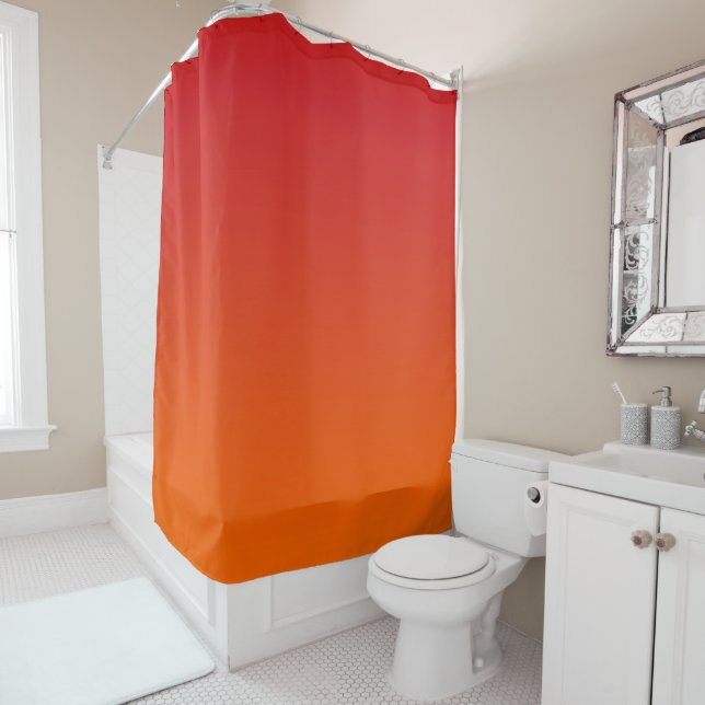 Sunset Red Orange Ombre Shower Curtain (In Situ)