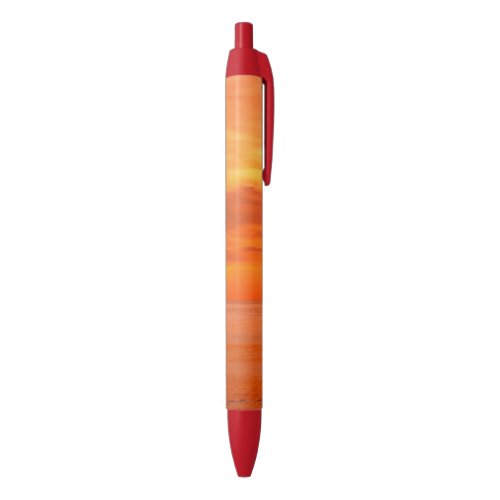 Sunset Red Orange Yellow Colors Trendy Nature Blue Ink Pen