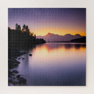 Sunset Reflecting Over a Lake Jigsaw Puzzle