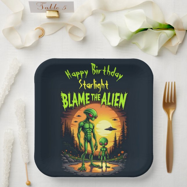 Sunset Reflection Highlights Alien Mystery Paper Plates (Wedding)