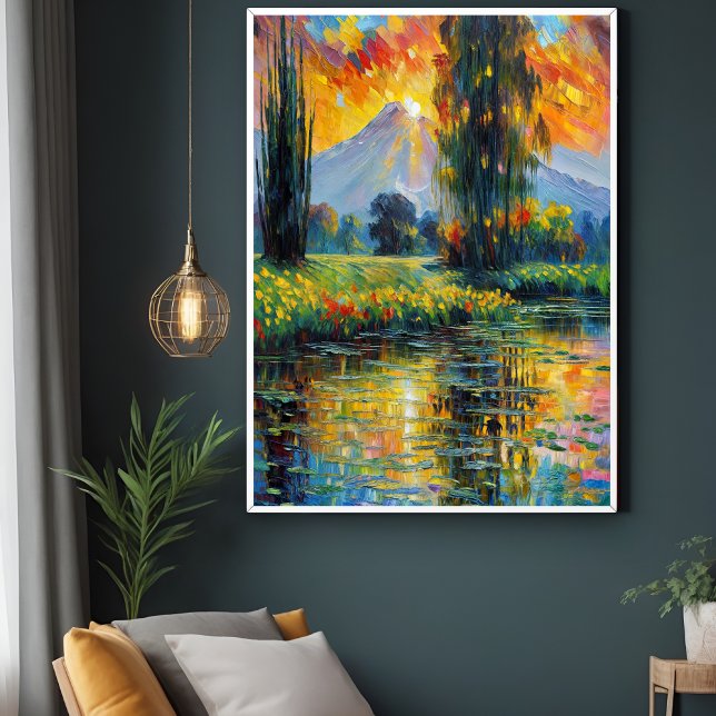 Sunset Reflection Vibrant Landscape Impressionism  Poster (Creator Uploaded)