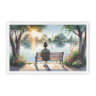 Sunset Reflections Lake Scene Acrylic Tray