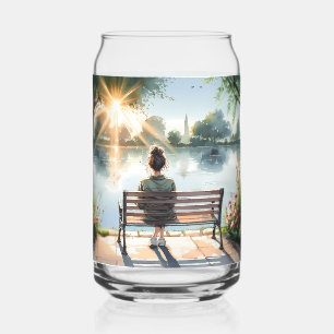 Sunset Reflections Lake Scene Can Glass