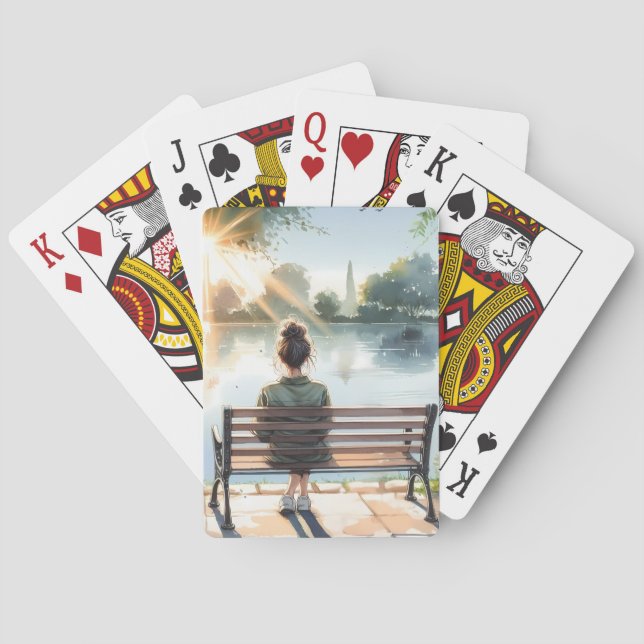 Sunset Reflections Lake Scene Poker Cards (Back)