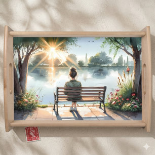 Sunset Reflections Lake Scene Serving Tray