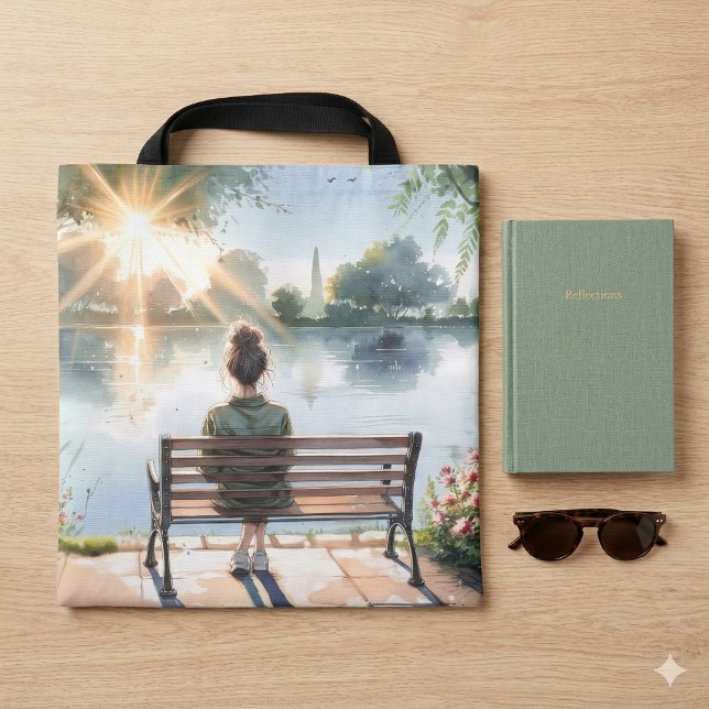 Sunset Reflections Lake Scene Tote Bag (Sunset Reflections Lake Scene Tote Bag)